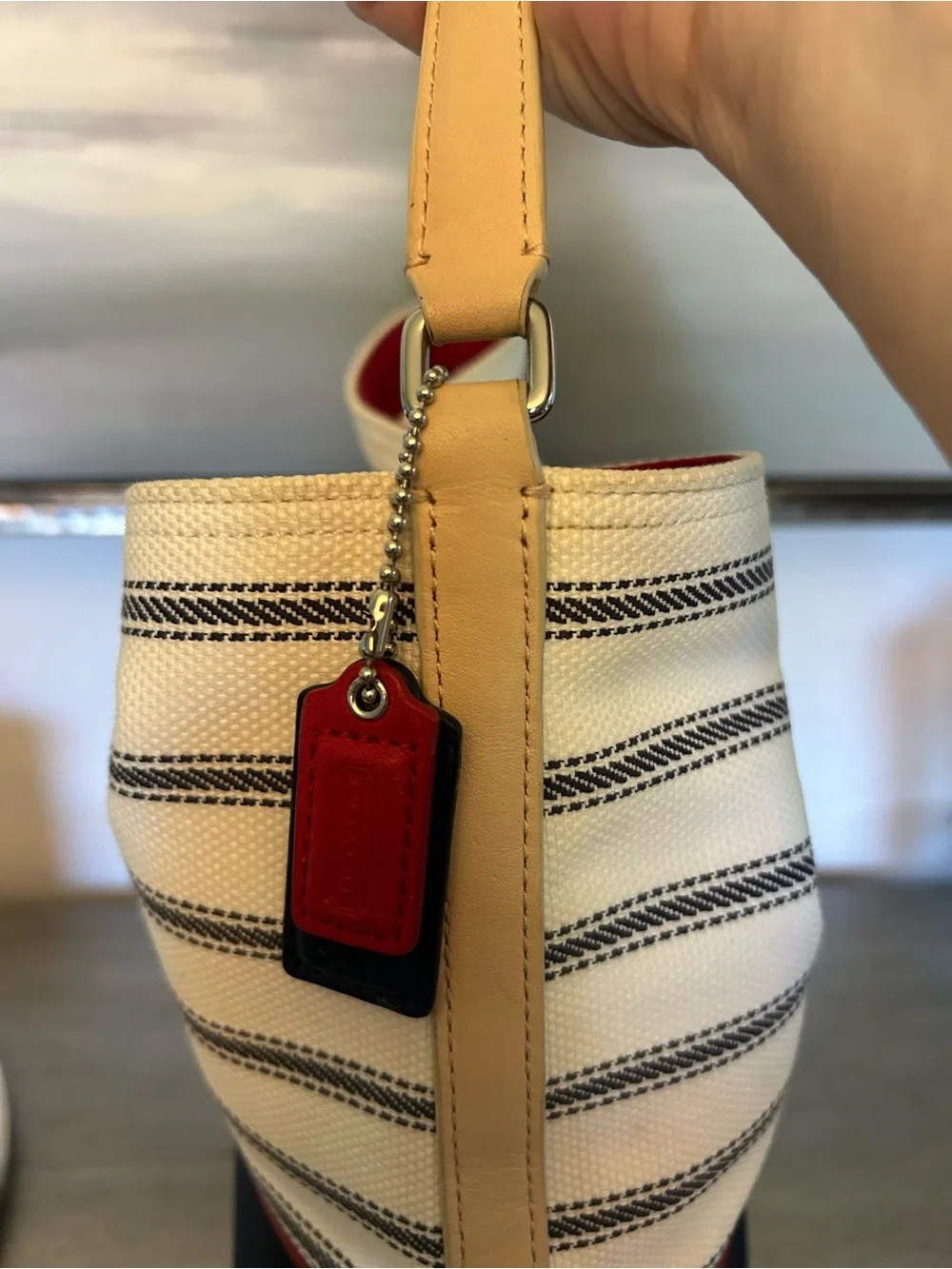 Coach x Saint James Collaboration Striped Hobo Canvas/leather accents  LIKE NEW